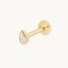 Diamond Bezel Pear Piercing Stud in Solid Gold