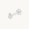 Diamond Bezel Pear Piercing Stud in Solid White Gold