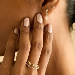 Diamond Bezel Pear Piercing Stud in Solid Gold