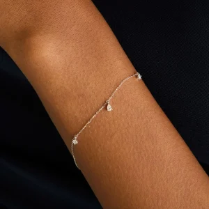 Diamond Charm Bracelet in Solid White Gold