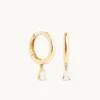 Diamond Charm Huggies in Solid Gold