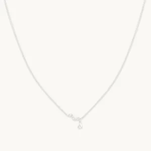 Diamond Marquise Drop Pendant Necklace in Solid White Gold