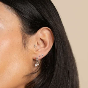 Dolphin Piercing Stud in Solid White Gold