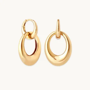 Dome Link Hoops in Gold
