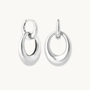 Dome Link Hoops in Silver