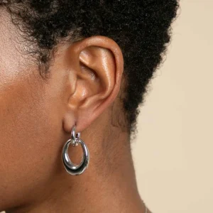 Dome Link Hoops in Silver