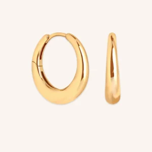 Dome Medium Hoops in Gold