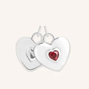 Duo Heart Talisman Charm in Silver