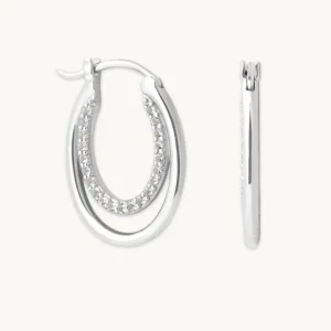 Duo Topaz Hoops in Solid White Gold