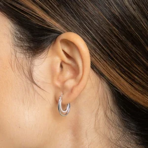 Duo Topaz Hoops in Solid White Gold