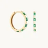 Emerald Baguette Hoops in Solid Gold