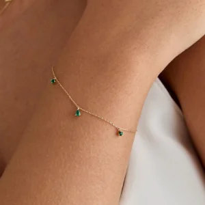Emerald Charm Bracelet in Solid Gold