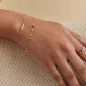 Emerald Charm Bracelet in Solid Gold