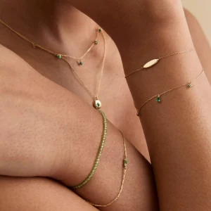 Emerald Charm Bracelet in Solid Gold