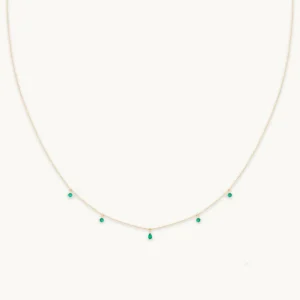 Emerald Charm Necklace in Solid Gold