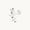 Emerald Marquise Curved Piercing Stud in Solid White Gold