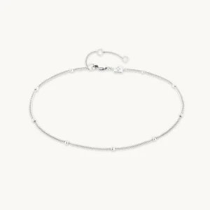 Essential Beaded Chain Anklet in Silver