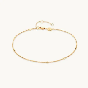 Essential Beaded Chain Anklet in Gold