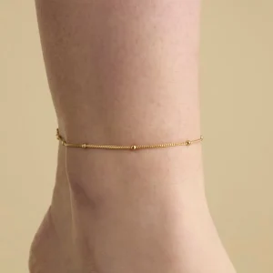 Essential Beaded Chain Anklet in Gold