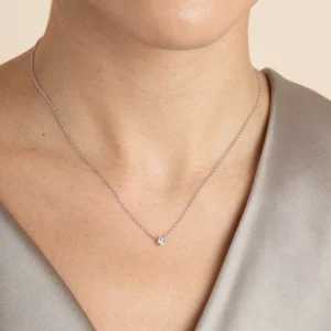 Essential Crystal Pendant Necklace in Silver