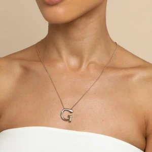 G Initial Bold Pendant Necklace in Gold