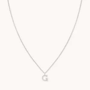 G Initial Pavé Pendant Necklace in Silver
