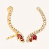 Garnet Serpent Climber Studs in Gold