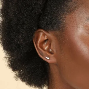 Glimmer Crystal Climber Stud Earrings in Rose Gold