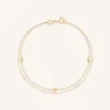 Heart Charm Double Chain Bracelet in Solid Gold