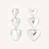 Heart Drop Stud Earrings in Silver
