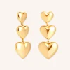 Heart Drop Stud Earrings in Gold