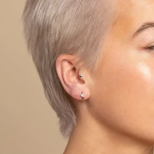 Heart Piercing Stud in Solid White Gold