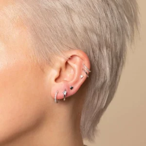 Heart Piercing Stud in Solid White Gold