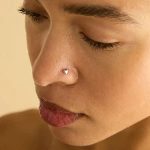 Heart Piercing Stud in Solid White Gold