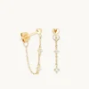 Heart Topaz Chain Studs in Solid Gold