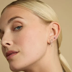 Heart Topaz Piercing Hoop in Solid White Gold