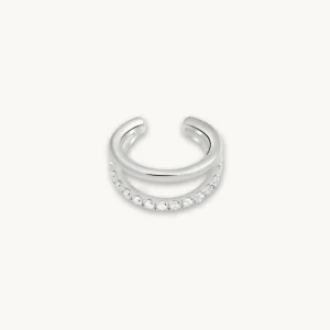 Illusion Crystal Ear Cuff in Silver
