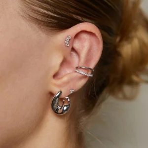 Illusion Crystal Ear Cuff in Silver