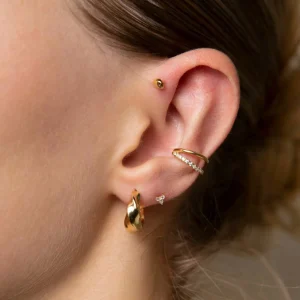 Illusion Crystal Ear Cuff in Gold