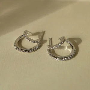 Illusion Crystal Hoops in Silver