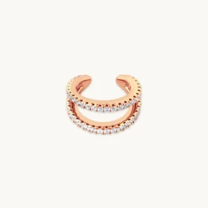 Illusion Double Crystal Ear Cuff in Rose Gold