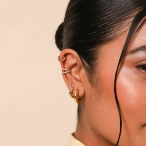 Illusion Double Crystal Ear Cuff in Gold