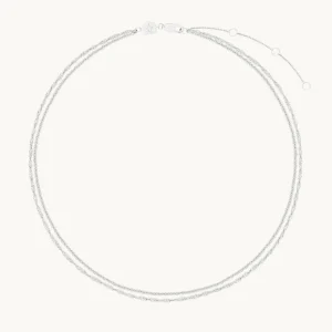 Illusion Twist Double Chain Necklace in Silver