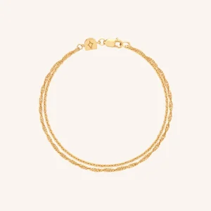 Illusion Twist Double Chain Bracelet in Gold