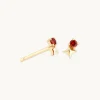 January Garnet Birthstone Earrings in Solid Gold