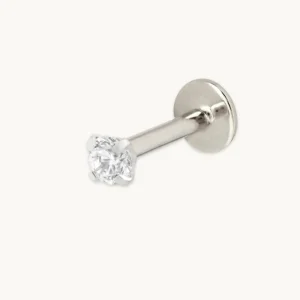 Micro Crystal Titanium Piercing Stud in Platinum