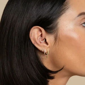 Navette Topaz Daith Hoop in Solid Gold