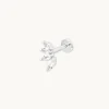 Navette Topaz Fan Stud in Solid White Gold