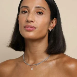 O Initial Pavé Pendant Necklace in Silver