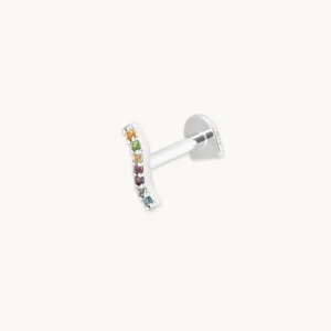 Ombré Wave Piercing Stud in Solid White Gold
